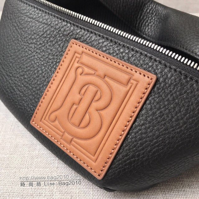 Burberry專櫃新款包包 巴寶莉黑色全皮腰包胸包挎包  db1006